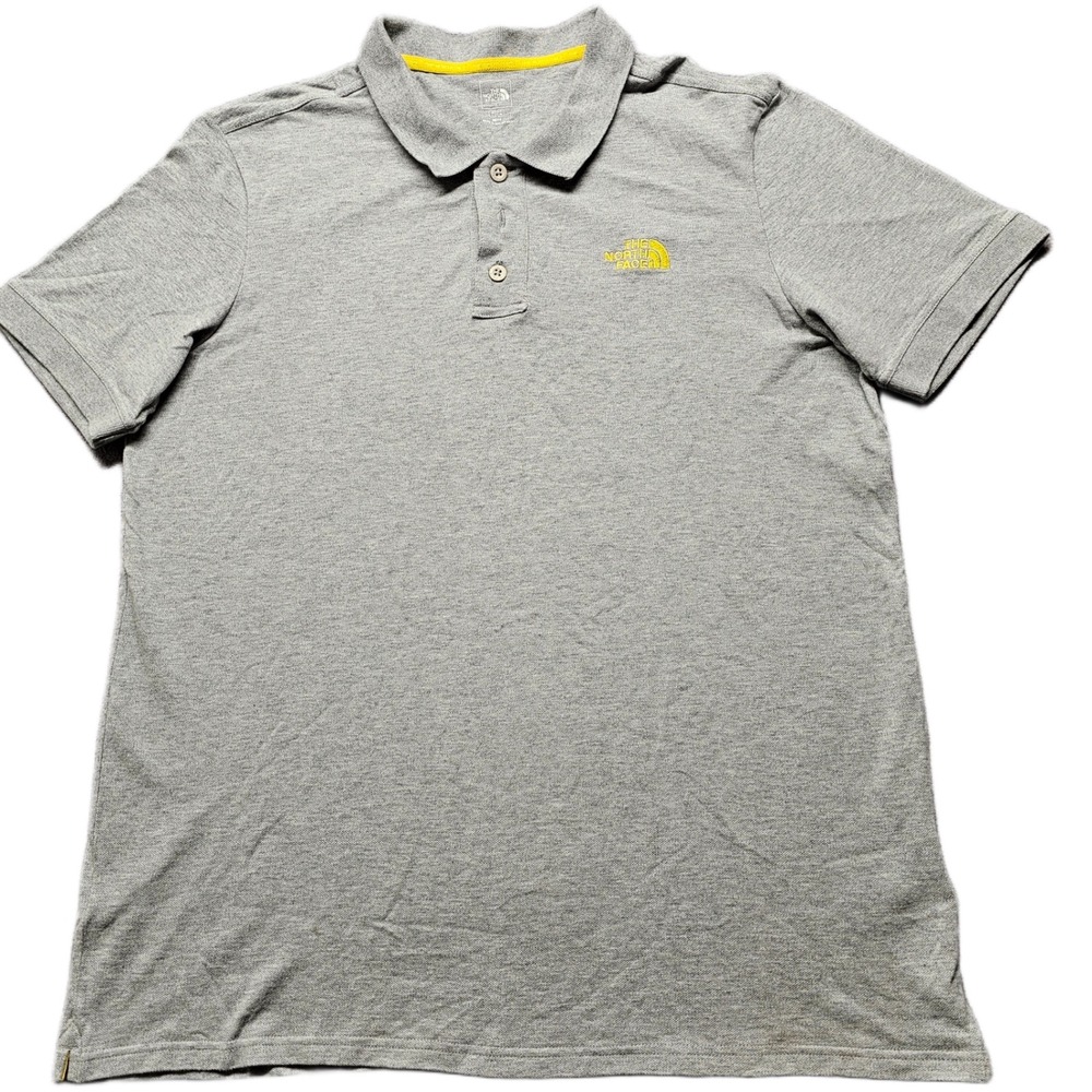 The North Face Polo Shirt Mens US Large Gray Short Sleeve Collared Popover.